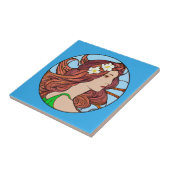 アールヌーボーポートレートオブウーマンオンブルー タイル (側面)