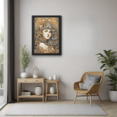 アールヌーボーポートレートヴィンテージ女性イラストレーション ポスター