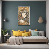 アールヌーボーポートレートヴィンテージ女性イラストレーション ポスター