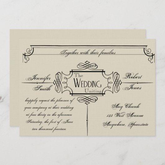 アールヌーボーポー結婚式招待状 招待状 (正面/裏面)