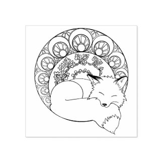 アールヌーボーマボンオータムキツネウッドアートスタンプ ラバースタンプ