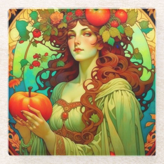 アールヌーボーマボン ガラスコースター (正面)