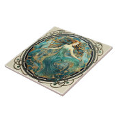 アールヌーボーマーメイドアクアマリン&アンバーデザイン タイル (側面)