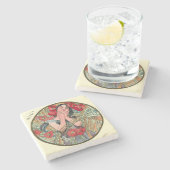 アールヌーボーミュシャカレンダー威厳がある ストーンコースター (横)