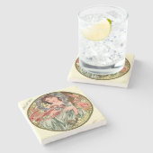 アールヌーボーミュシャカレンダー12月 ストーンコースター (横)