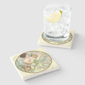 アールヌーボーミュシャカレンダー4月 ストーンコースター (横)