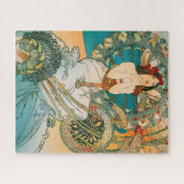 アールヌーボーミュシャダークヘアードウーマン ジグソーパズル (横)