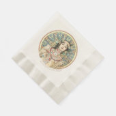 アールヌーボーミュシャネームシャンパン金ゴールド 縁ありランチョンナプキン (角)