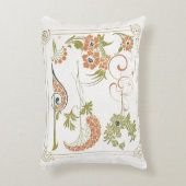 アールヌーボーミュシャフローラ抽象芸術アートピーチグリーン アクセントクッション (正面(垂直))