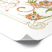 アールヌーボーミュシャフローラ抽象芸術アートピーチグリーン ポスター (角)