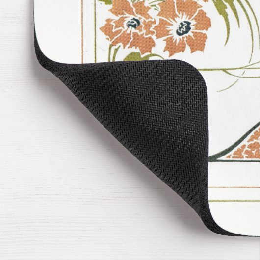 アールヌーボーミュシャフローラ抽象芸術アートピーチグリーン マウスパッド (コーナー)