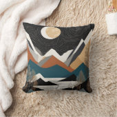 アールヌーボームーンオーバーマウンテンブラック&金ゴールド クッション (ブランケット)