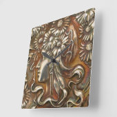 アールヌーボーメイドシルバーレプースアクリルモダンック スクエア壁時計 (傾斜)