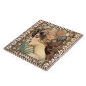 アールヌーボーメスポートレートミュシャエーデルワイスフラワー タイル (側面)