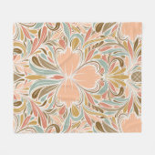 アールヌーボーモダンボホ模様 フリースブランケット (正面(横))