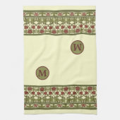 アールヌーボーモノグラムヴィンテージフローラ縁どフリーズ キッチンタオル (縦)