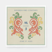 アールヌーボーモノグラム結婚ズナプキン スタンダードランチョンナプキン (正面)