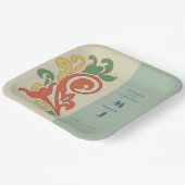 アールヌーボーモノグ結婚ラム紙プレート ペーパープレート (傾斜あり)