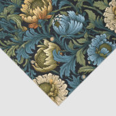 アールヌーボーモリスほこりっぽい青いアイボリーの花のセージ 薄葉紙 (詳細)