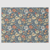 アールヌーボーモリスアイボリー桃の白い花青色 薄葉紙 (正面)