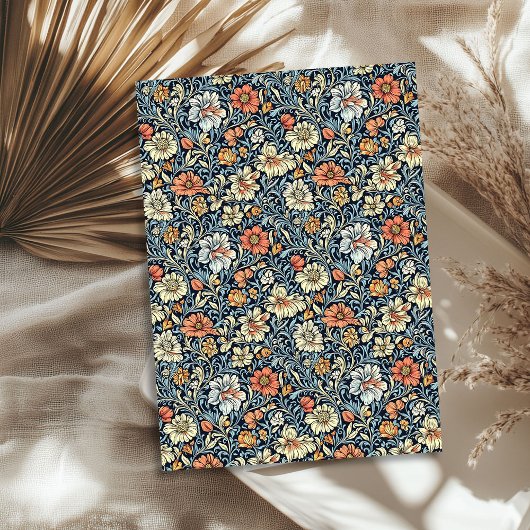 アールヌーボーモリスアイボリー桃の白い花青色 薄葉紙