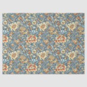 アールヌーボーモリスアイボリー銅パステルブルー花 薄葉紙 (正面)