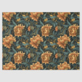 アールヌーボーモリスパステルグリーンオレンジ色の花 薄葉紙 (正面)