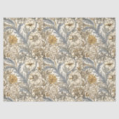 アールヌーボーモリスパステルブルーアイボリー白い花 薄葉紙 (正面)