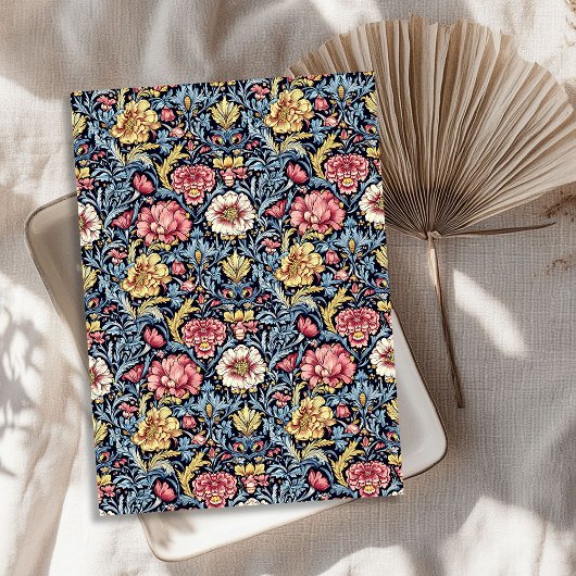 アールヌーボーモリスマゼンタイエローパステルブルーシック 薄葉紙