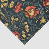 アールヌーボーモリスレッド金ゴールドパステルネイビーブルー 薄葉紙 (詳細)