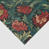 アールヌーボーモリス深い赤い花パステルグリーン 薄葉紙 (詳細)