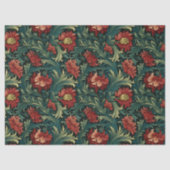 アールヌーボーモリス深い赤い花パステルグリーン 薄葉紙 (正面)