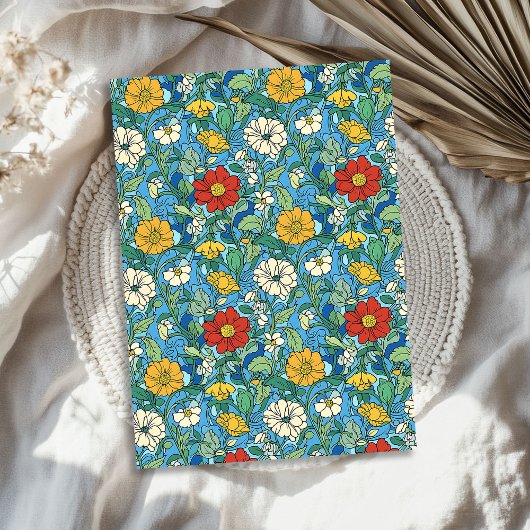 アールヌーボーモリス赤い黄色の白い花色 薄葉紙