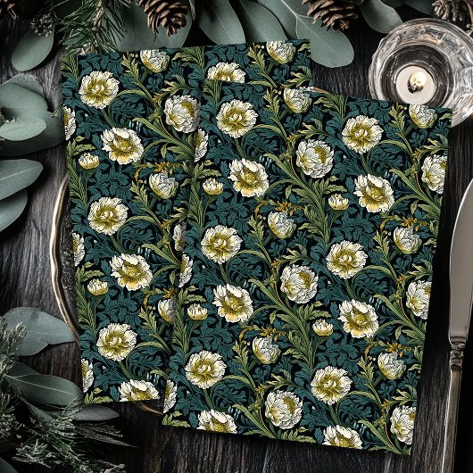 アールヌーボーモリス黄色い白い花パステル 薄葉紙