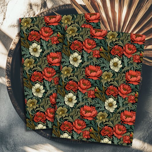 アールヌーボーモリス・テラコッタの花パステルグリーン 薄葉紙