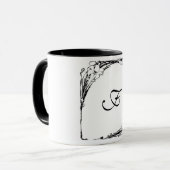 アールヌーボーユリの花は黒く白い マグカップ (正面左)