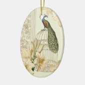 アールヌーボーユリフランスのヴィンテージバードクジャク セラミックオーナメント (左)