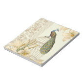 アールヌーボーユリフランスのヴィンテージバードクジャク ノートパッド (回転)