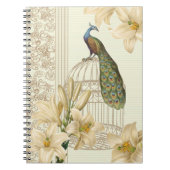 アールヌーボーユリフランスのヴィンテージバードクジャク ノートブック (正面)