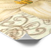 アールヌーボーユリフランスのヴィンテージバードクジャク ポスター (角)