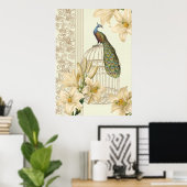 アールヌーボーユリフランスのヴィンテージバードクジャク ポスター (ホームオフィス)