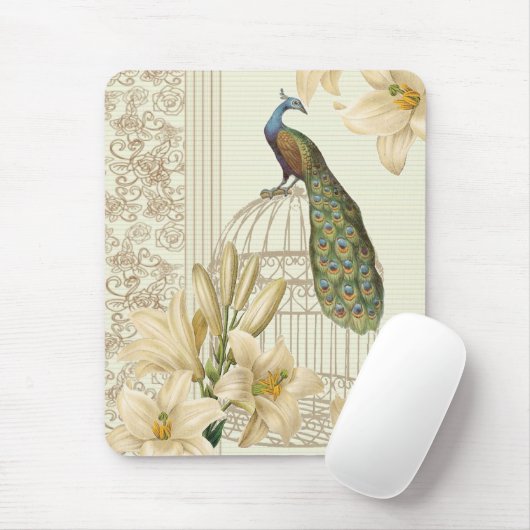 アールヌーボーユリフランスのヴィンテージバードクジャク マウスパッド (マウス)