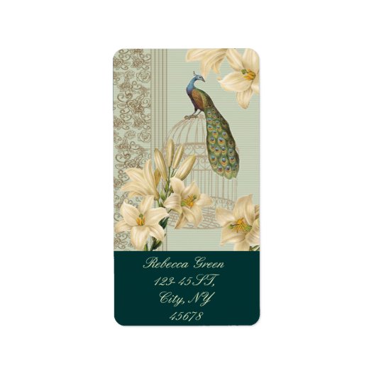 アールヌーボーユリフランスのヴィンテージバードクジャク ラベル (正面)