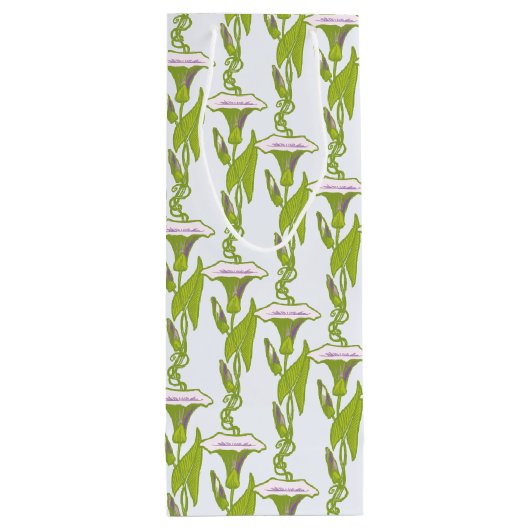 アールヌーボーライトイポモアフローラ壁紙アート ワインギフトバッグ (裏面)