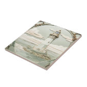 アールヌーボーライトハウスフェイクレリーフ、 浮き彫りライトミントブルー タイル (側面)