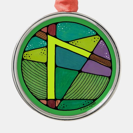 アールヌーボーラグースルーンオブライフ メタルオーナメント (正面)