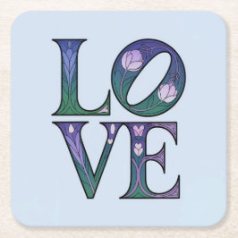 アールヌーボーラブコースターセット スクエアペーパーコースター