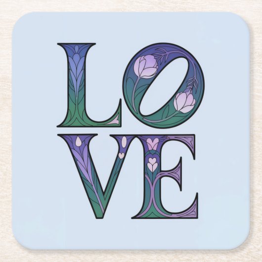 アールヌーボーラブコースターセット スクエアペーパーコースター (正面)