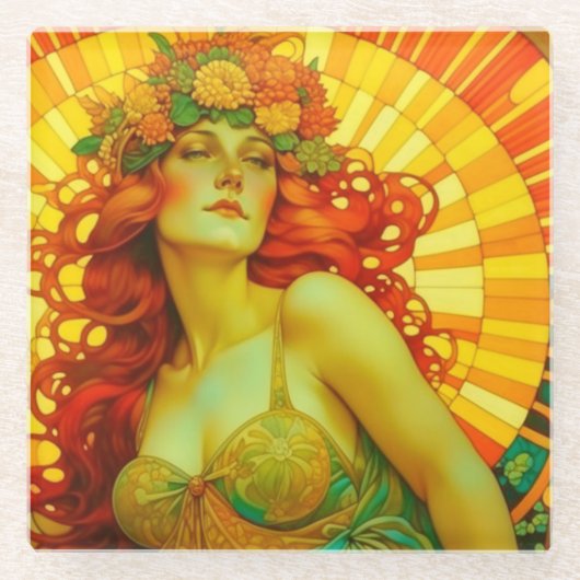 アールヌーボーリサ ガラスコースター (正面)