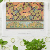 アールヌーボーリス鳥フローラ秋織物芸術 キッチンタオル (折り畳み)